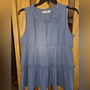 Grace Karin Sz XL Blue Sleeveless Top/Ruffled Tiers